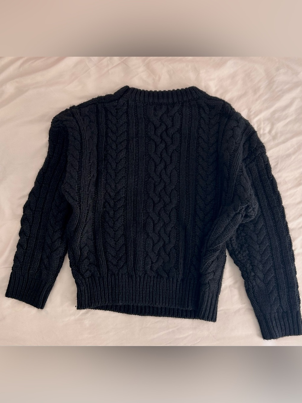 Wool BlendBlack Cable Knit Crewneck Sweater slightly oversized